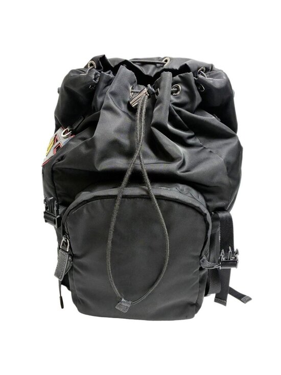Prada Logo Patch Backpack Black main image 14